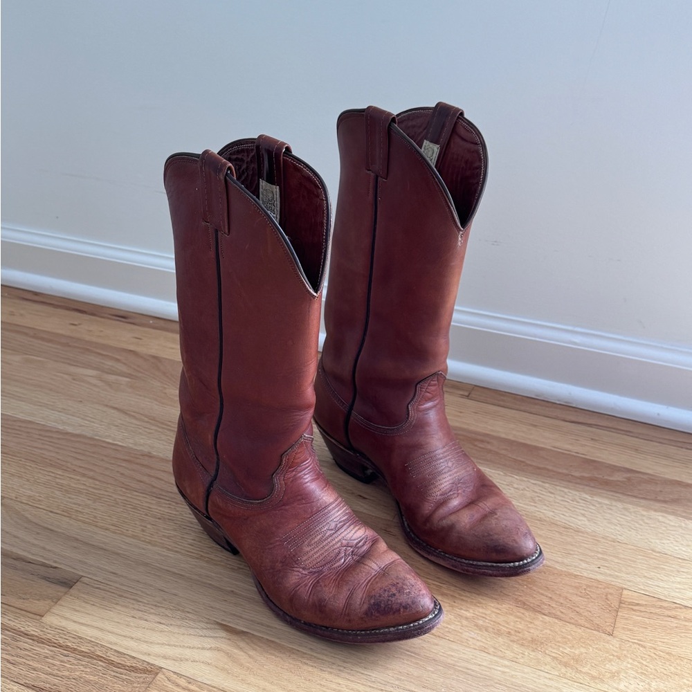 Vintage Nocona Brown Leather Boots‎ Western Cowboy Men's Size 9D